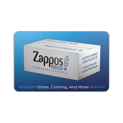 ZAPPOS® $25 Gift Card - Shop online at Zappos.com for clothing, shoes, handbags and more.  Choose from over 1,000 brands, over 125,000 styles, and over 4 million items from their warehouse.